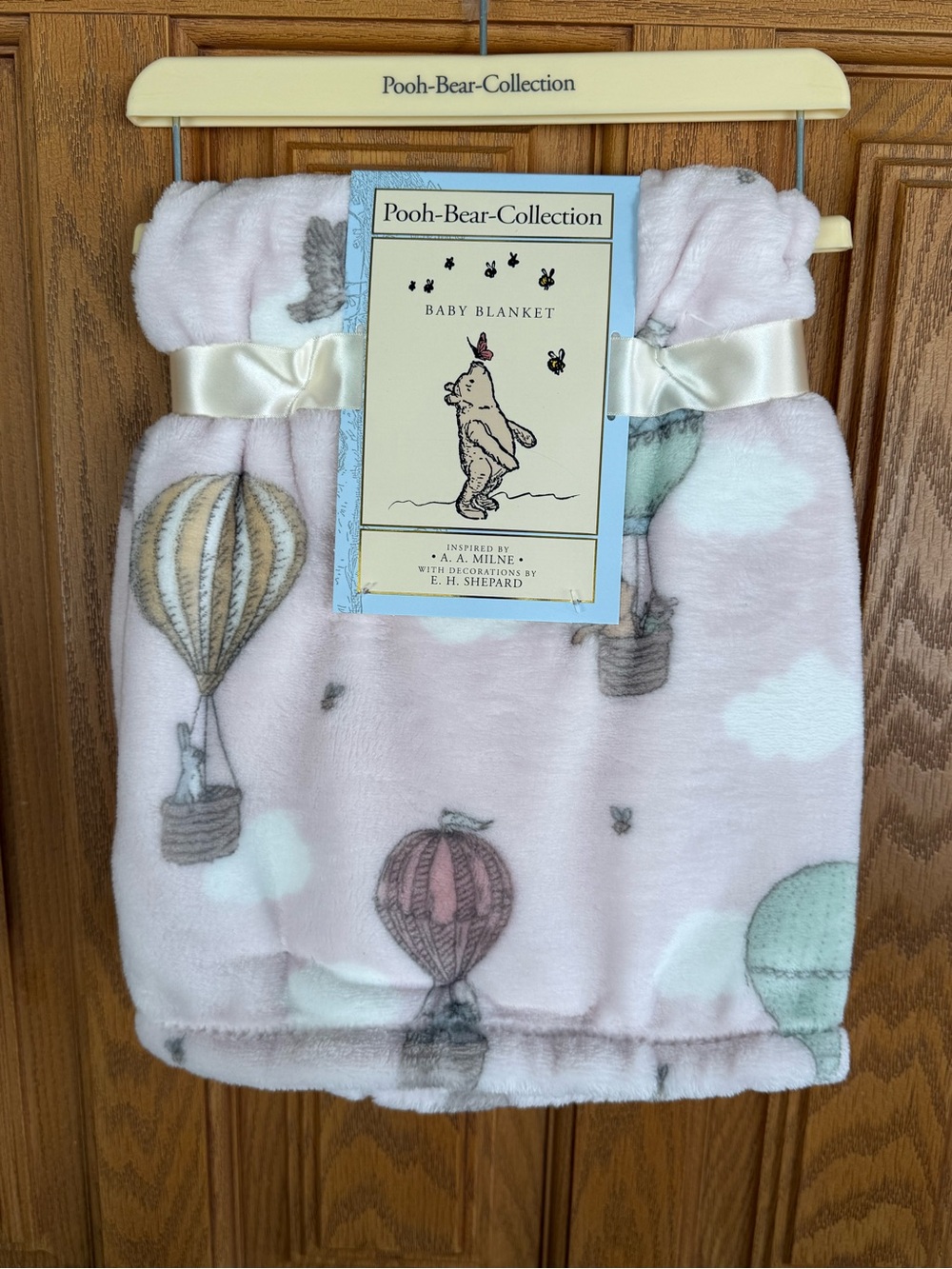 Pooh-Bear-Collection Baby Blanket - Pink Hot Air Balloon Print 30in x 40in